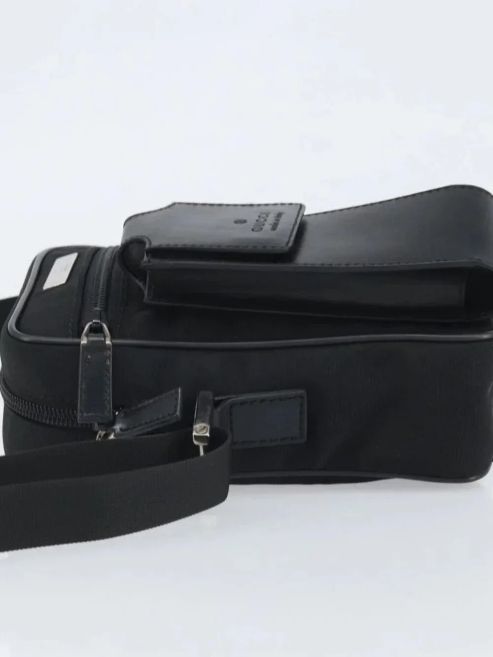 GUCCI Shoulder Bag Nylon Black Silver 018 1619 Auth 170116